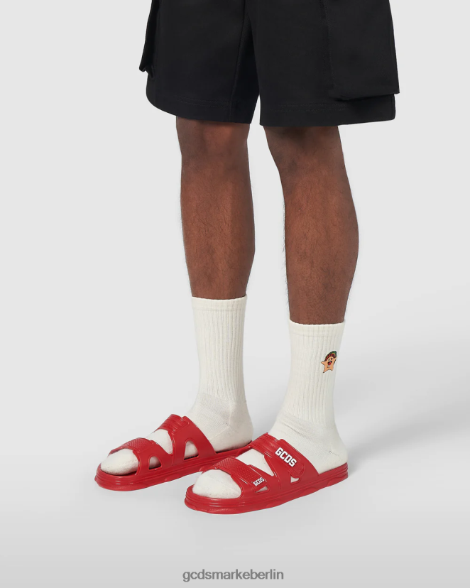 GCDS Männer Gummirutschen LP42F192 Rot Schuhwerk