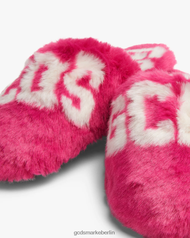 GCDS Männer Hausschuhe aus Kunstfell LP42F188 Fuchsie Schuhwerk
