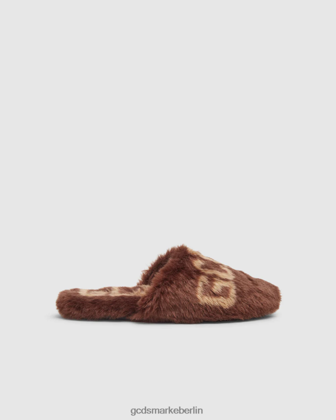 GCDS Männer Hausschuhe aus Kunstfell LP42F193 braun Schuhwerk