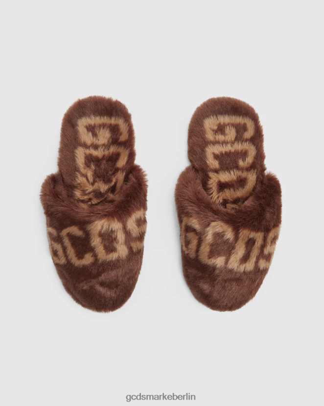 GCDS Männer Hausschuhe aus Kunstfell LP42F193 braun Schuhwerk