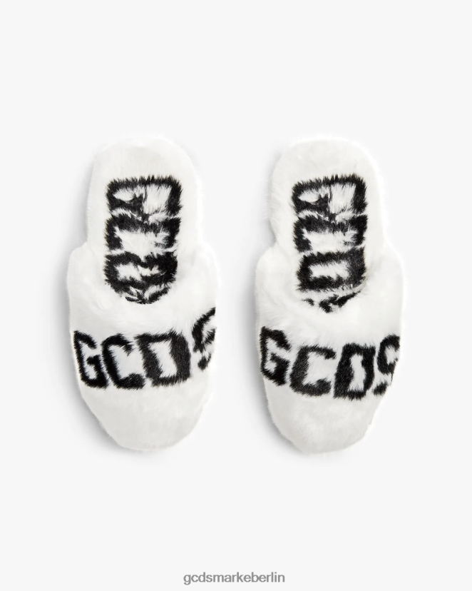 GCDS Männer Hausschuhe aus Kunstfell LP42F194 Weiß Schuhwerk