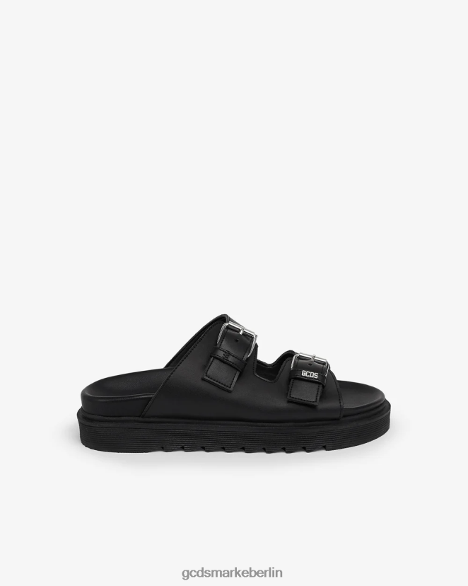 GCDS Männer Ledersandalen LP42F183 Schwarz Schuhwerk
