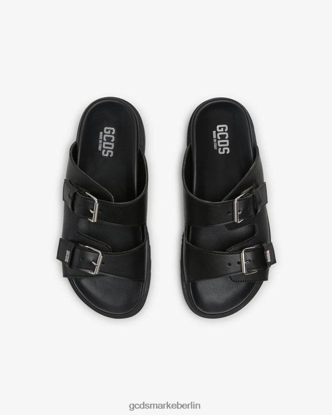 GCDS Männer Ledersandalen LP42F183 Schwarz Schuhwerk