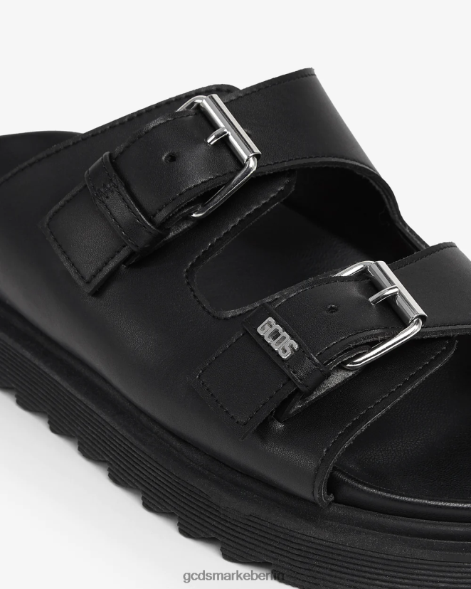 GCDS Männer Ledersandalen LP42F183 Schwarz Schuhwerk