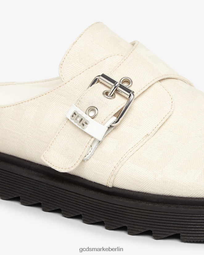 GCDS Männer Mules mit Jacquard-Monogramm LP42F175 cremefarben Schuhwerk