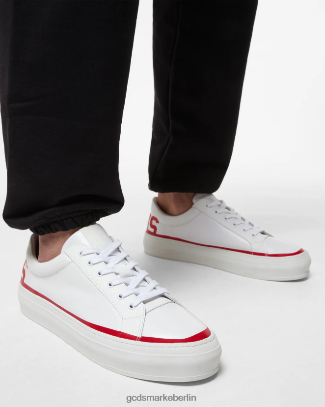 GCDS Männer Leder-Logo-Sneaker LP42F172 Rot Schuhwerk