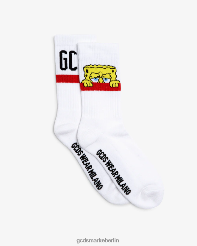 GCDS Männer Socken mit SpongeBob-Logo LP42F208 Weiß Zubehörteil