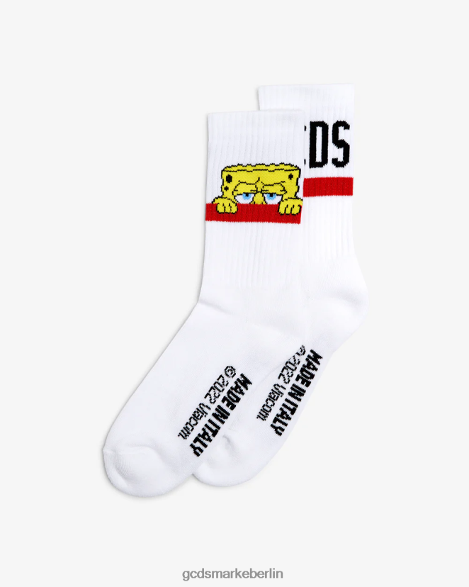 GCDS Männer Socken mit SpongeBob-Logo LP42F208 Weiß Zubehörteil