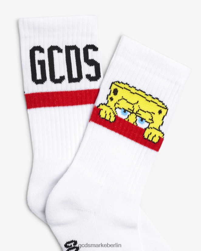GCDS Männer Socken mit SpongeBob-Logo LP42F208 Weiß Zubehörteil
