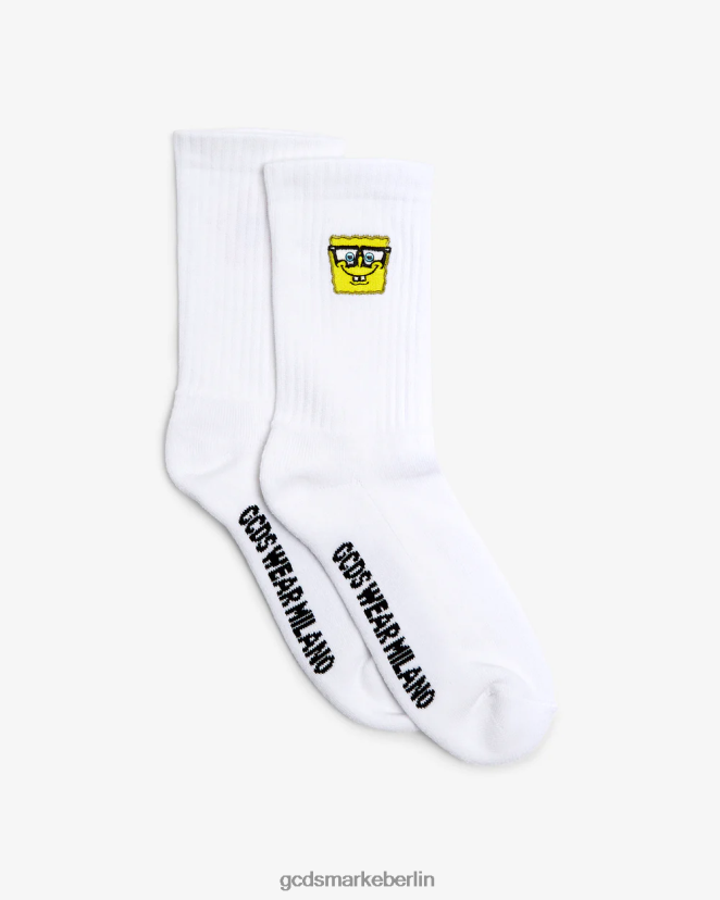 GCDS Männer Socken mit Spongebob-Stickerei LP42F211 Weiß Zubehörteil