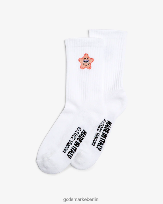 GCDS Männer Socken mit Spongebob-Stickerei LP42F211 Weiß Zubehörteil