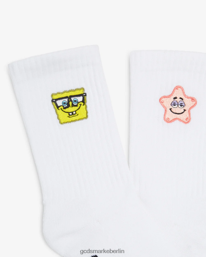 GCDS Männer Socken mit Spongebob-Stickerei LP42F211 Weiß Zubehörteil