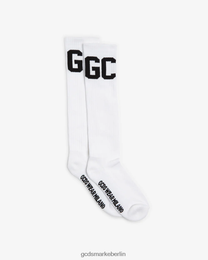 GCDS Männer Socken mit mittlerem Wadenband und Logo LP42F198 Weiß Zubehörteil