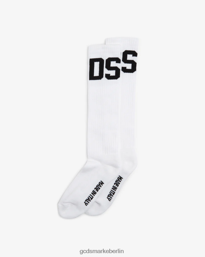 GCDS Männer Socken mit mittlerem Wadenband und Logo LP42F198 Weiß Zubehörteil