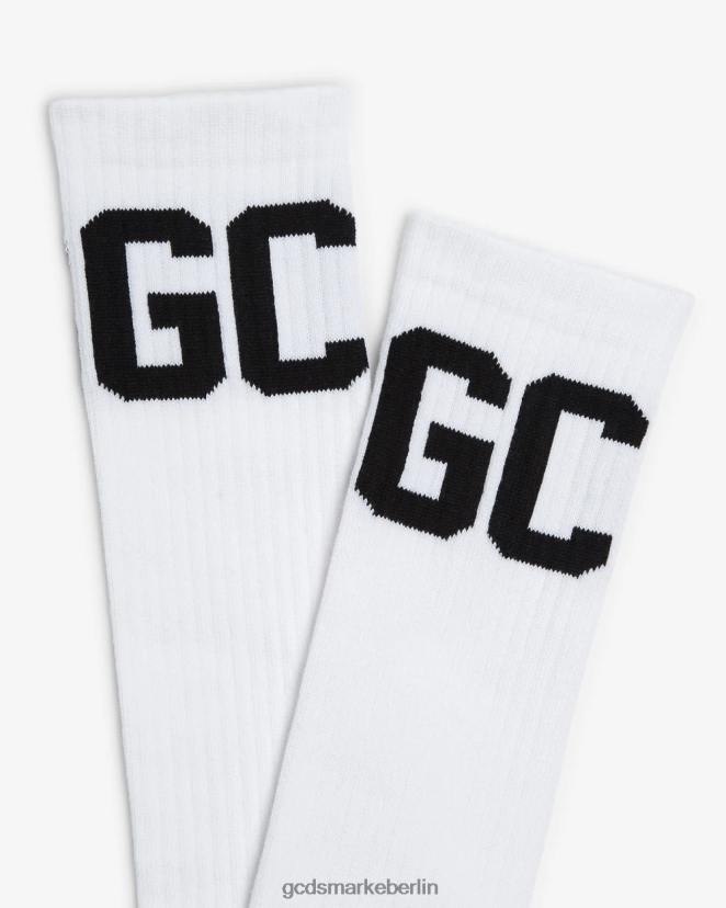 GCDS Männer Socken mit mittlerem Wadenband und Logo LP42F198 Weiß Zubehörteil