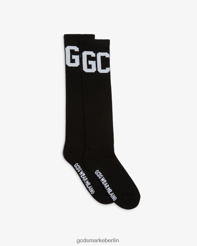 GCDS Männer Socken mit mittlerem Wadenband und Logo LP42F199 Schwarz Zubehörteil