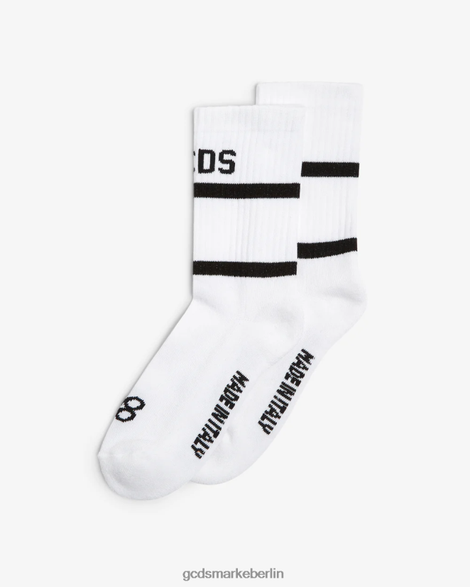 GCDS Männer Socken mit niedrigem Logoband LP42F203 Weiß Zubehörteil