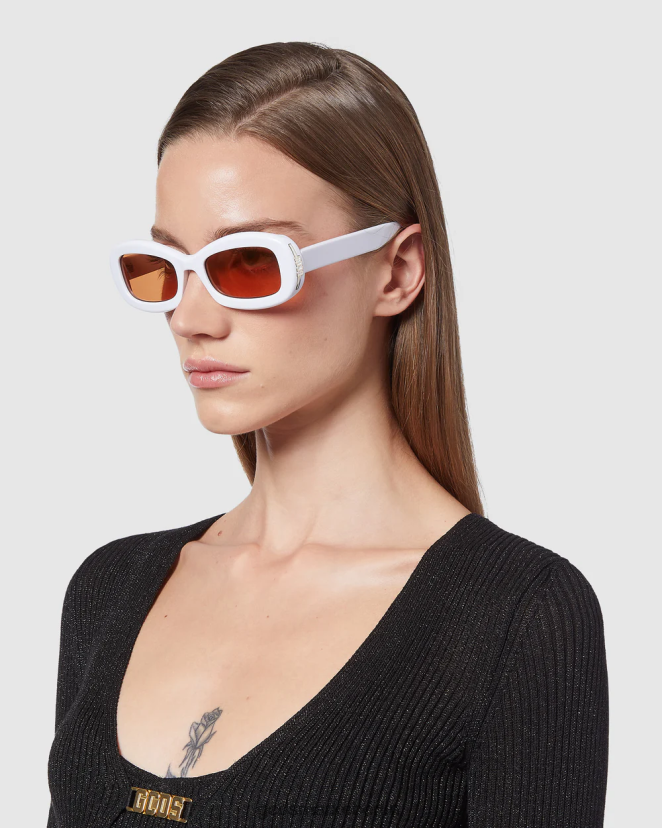 GCDS Männer gd0027 ovale Sonnenbrille LP42F288 Weiß Zubehörteil